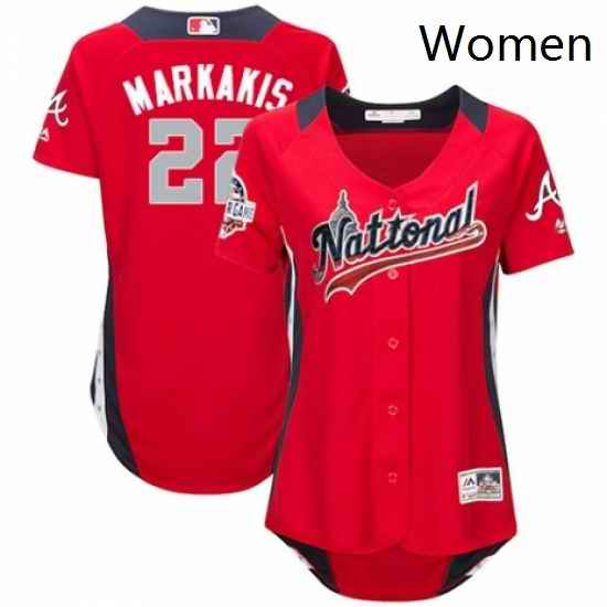 Womens Majestic Atlanta Braves 22 Nick Markakis Game Red National League 2018 MLB All Star MLB Jersey